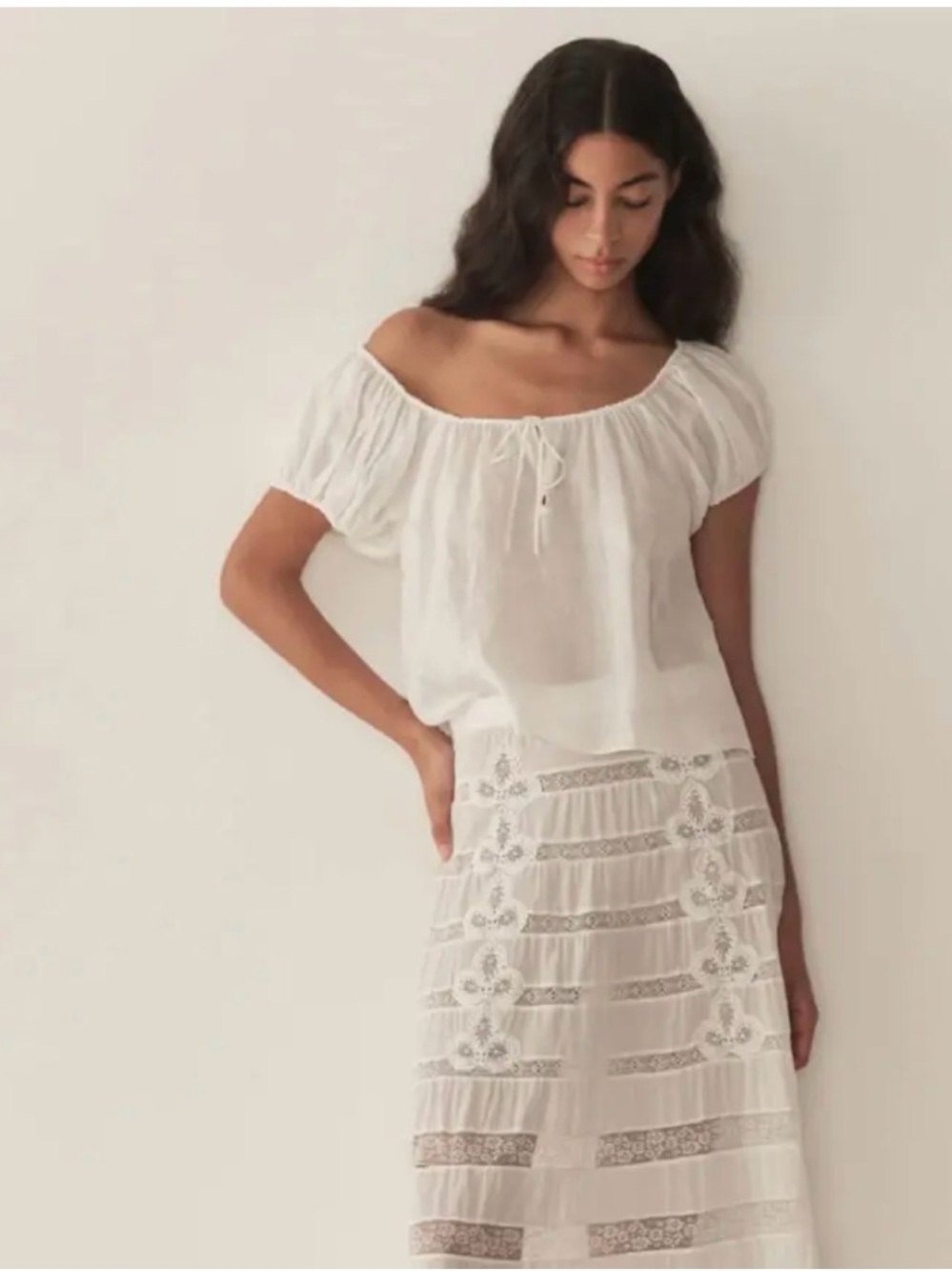Doen White Peasant Off-Shoulder Blouse